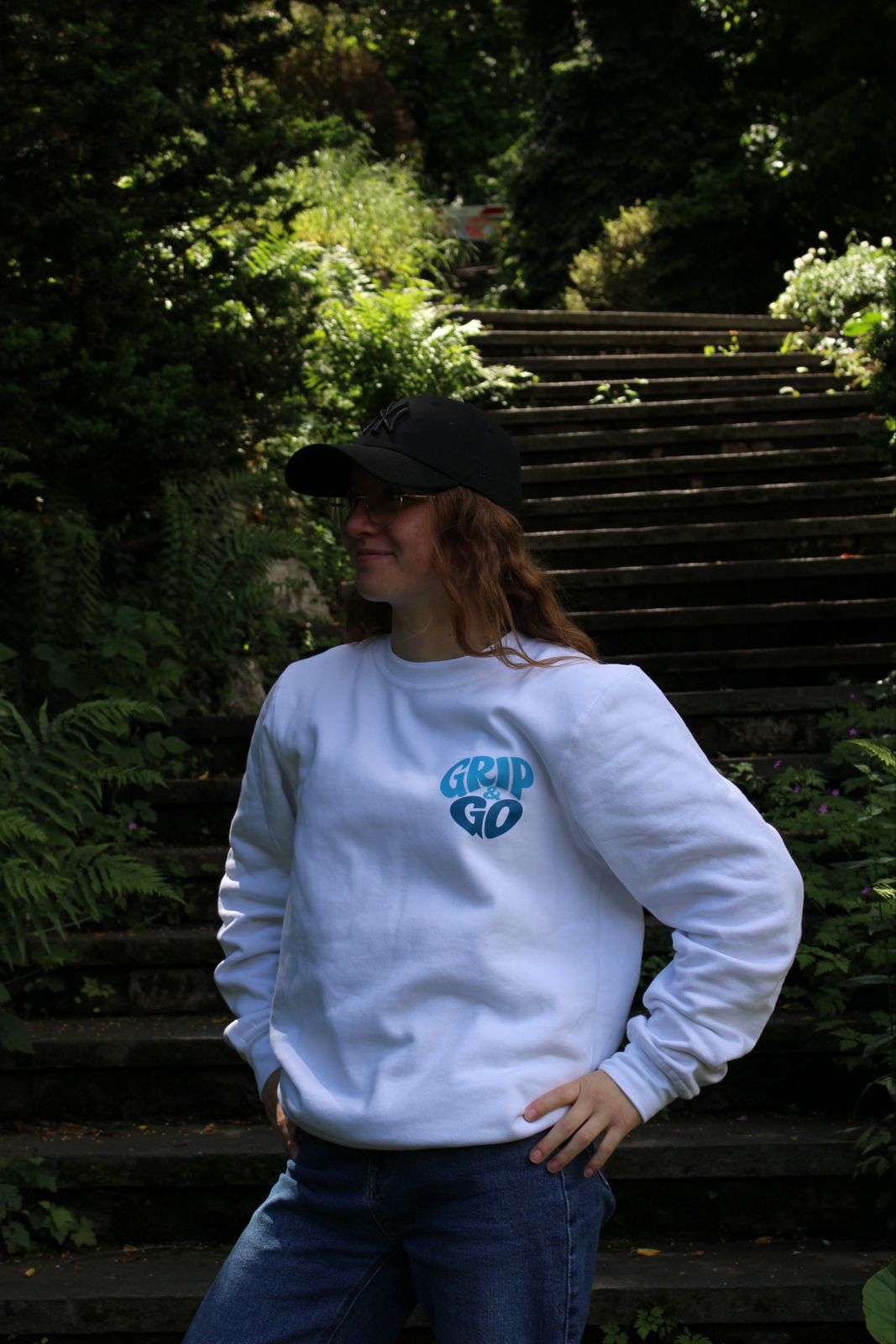 Pull Sans Capuche Blanc Grip & Go | Logo Simple