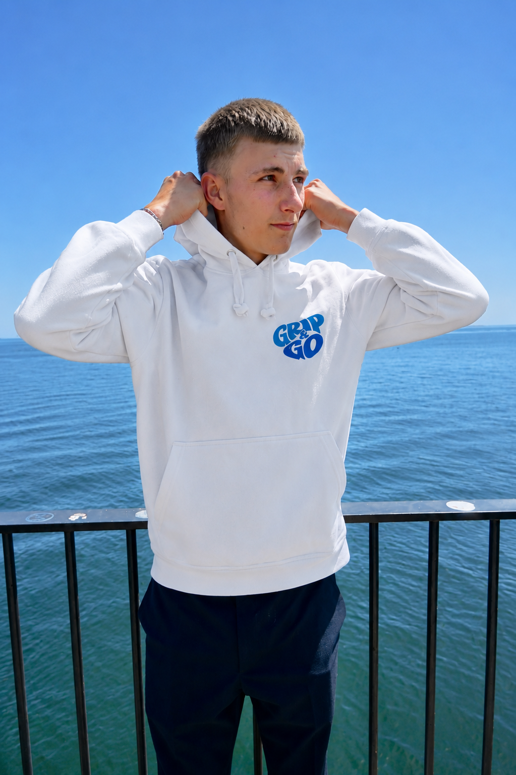 White Hoodie (double logo) - Grip & Go